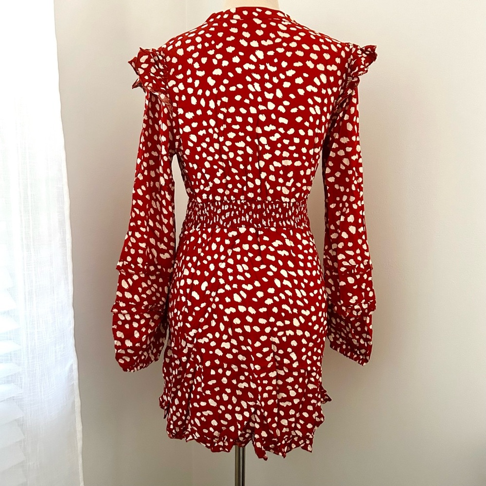 🍒NEW IN BAG Red With White Polka Dots Long Sleeve Dress. Size: Medium - Picture 6 of 12